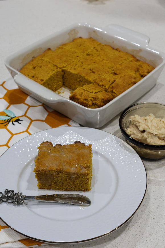 Pumpkin Spice Cornbread with Cinnamon Honey Butter