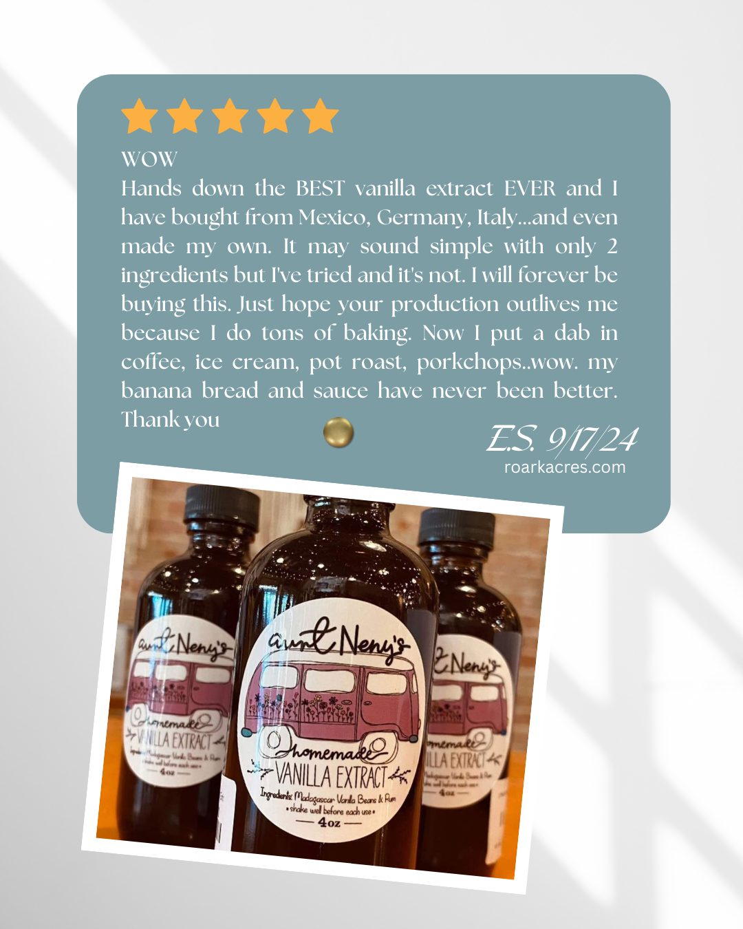 Aunt Neny's Homemade Vanilla Extract (4oz)