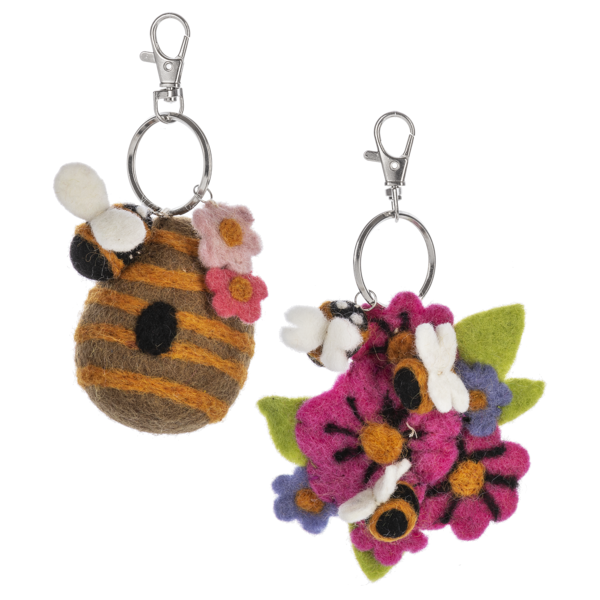 Whimsy Bee Wool Keychains