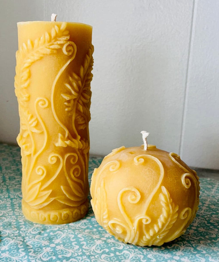 Honey Comb Beeswax Candle X2 Large and Small Beeswax Pillar Candle