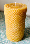 Honeycomb Beeswax Pillar Candles.