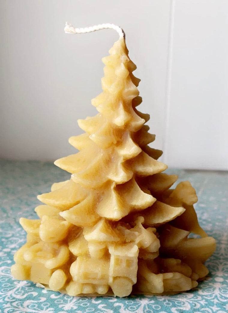 Christmas Tree & Presents Beeswax Candle.