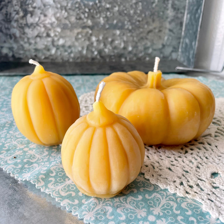 Pumpkin Beeswax Candles.