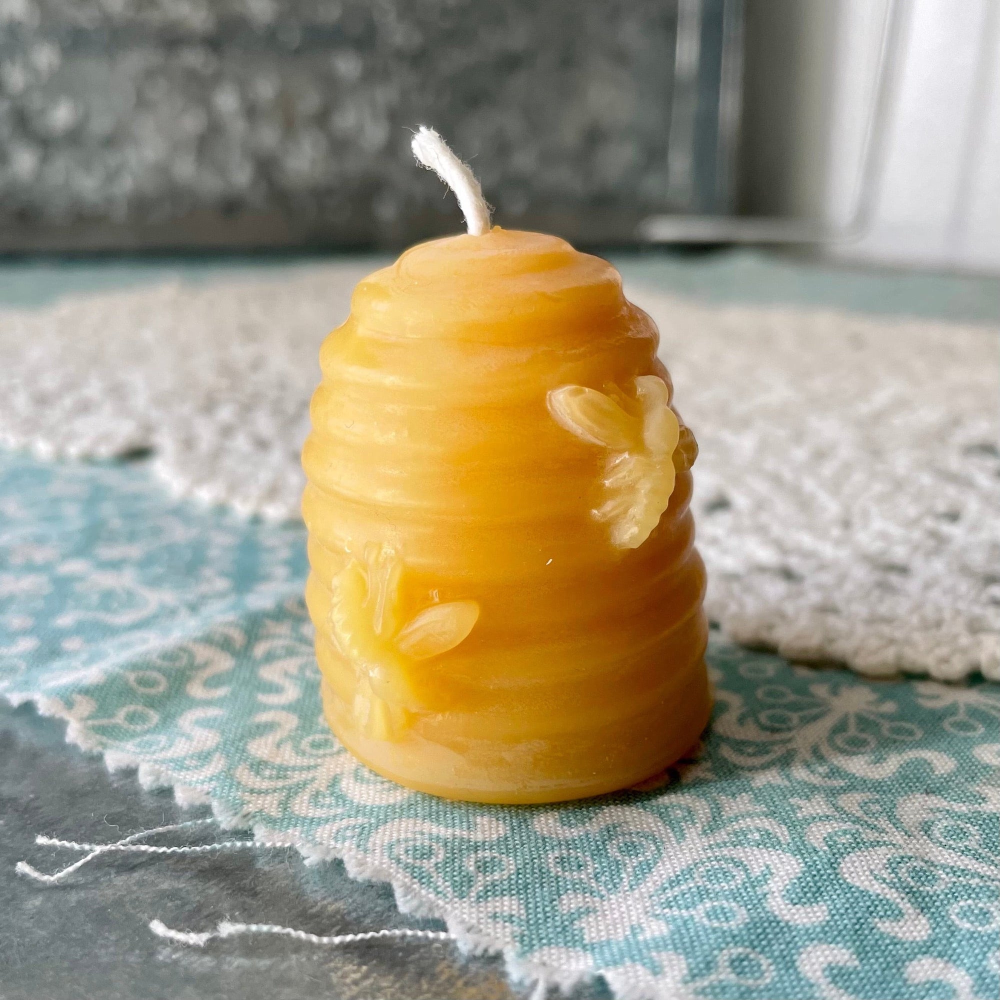 Honeybee Skep Shaped Beeswax Candles.