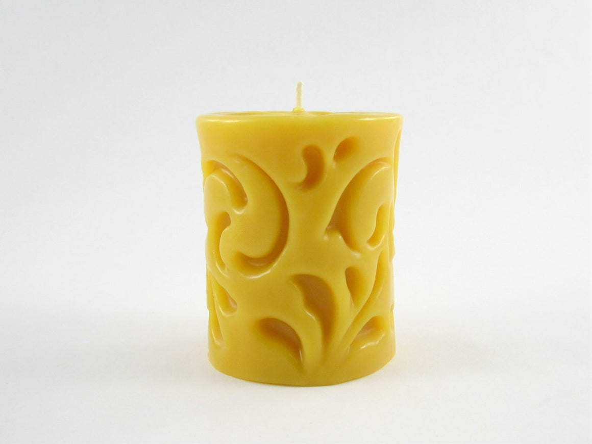 Indented Swirl Beeswax Candle.
