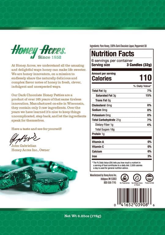 Dark Chocolate Honey Patties.