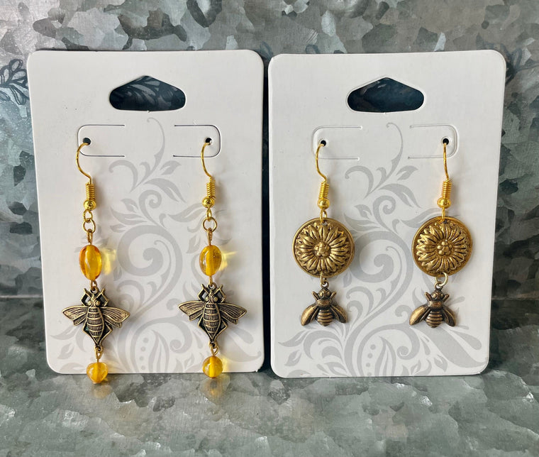 Handmade Bee Earrings By Desi Kelsch.