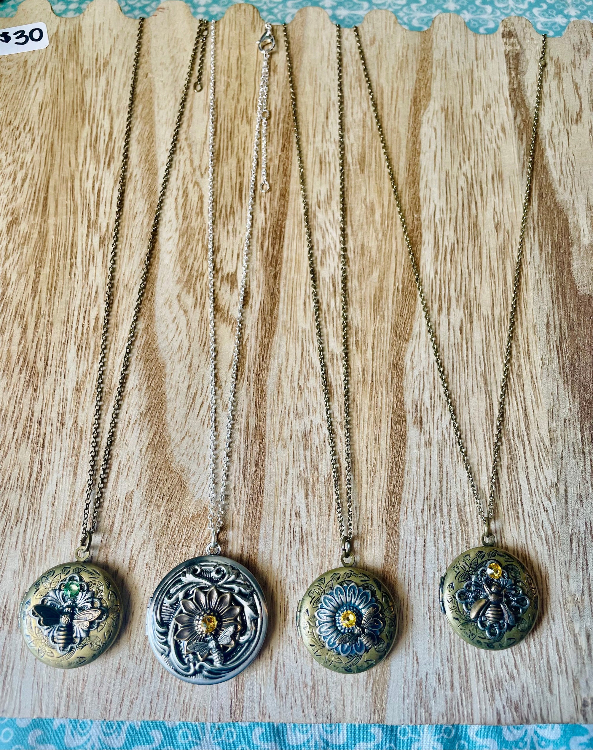 Handmade Bee Lockets by Desi Kelsch.