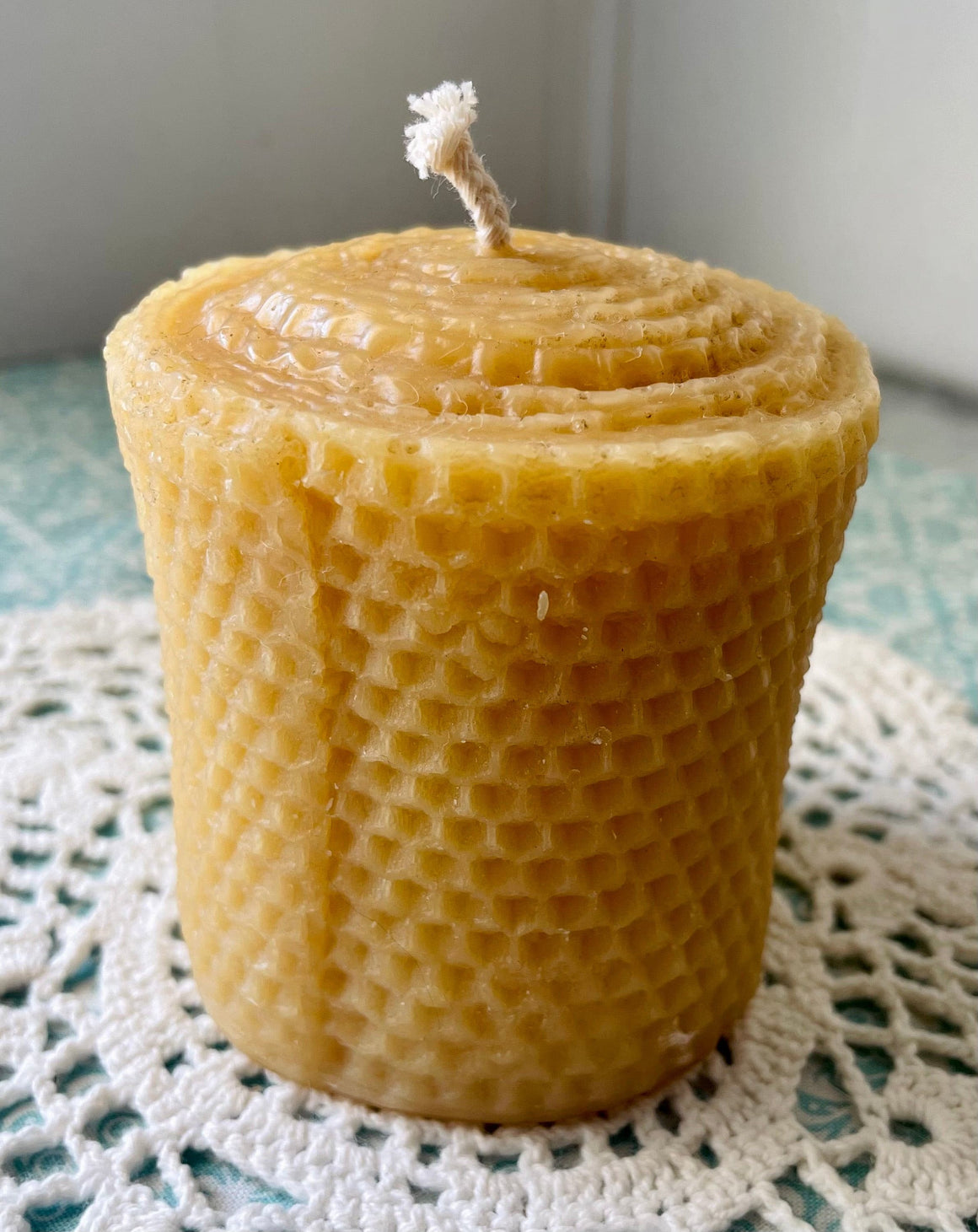 Honeycomb Beeswax Pillar Candles.