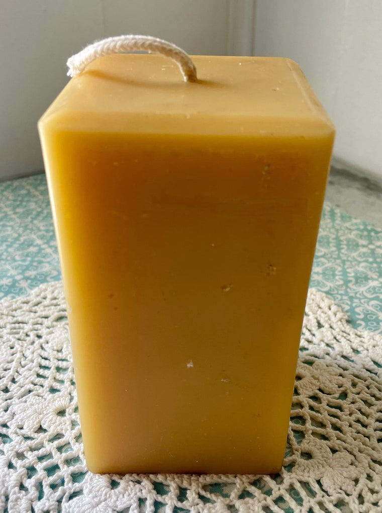 Square Beeswax Pillar Candle.
